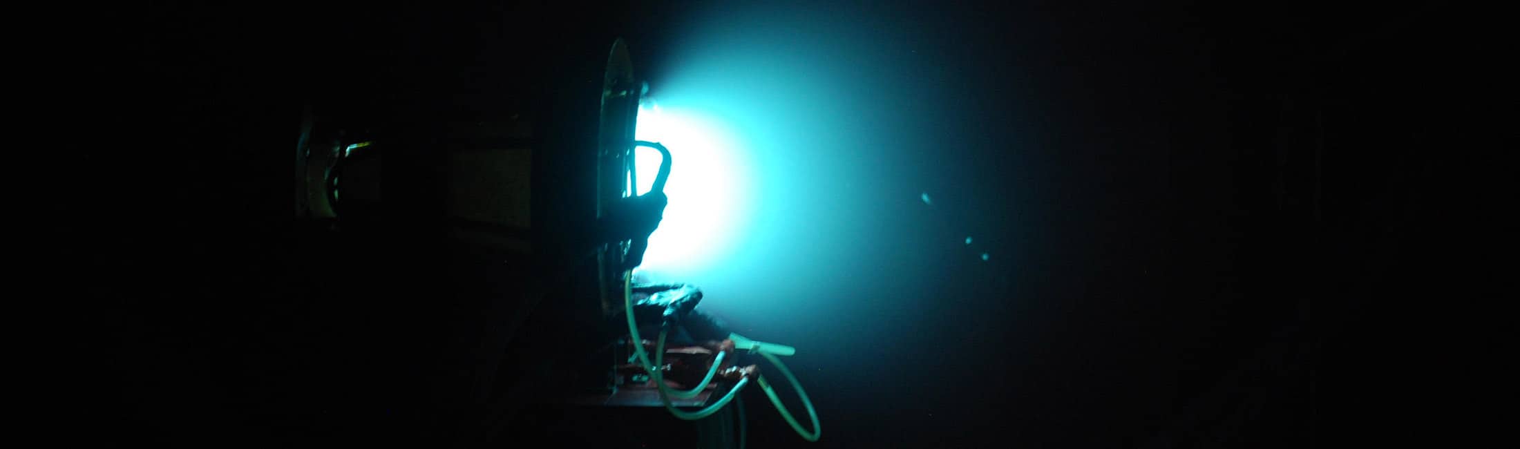 Thruster illuminated with blue light
